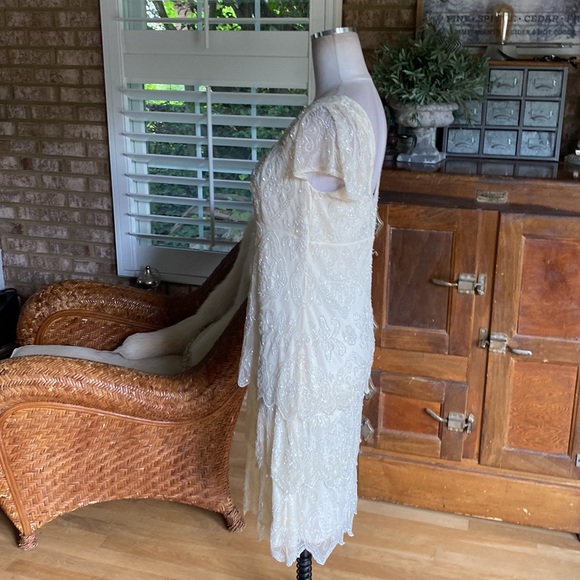 PIZARRO NIGHTS BEADED OFF WHITE GOWN DRESS EVENING 8 - Picture 4 of 8